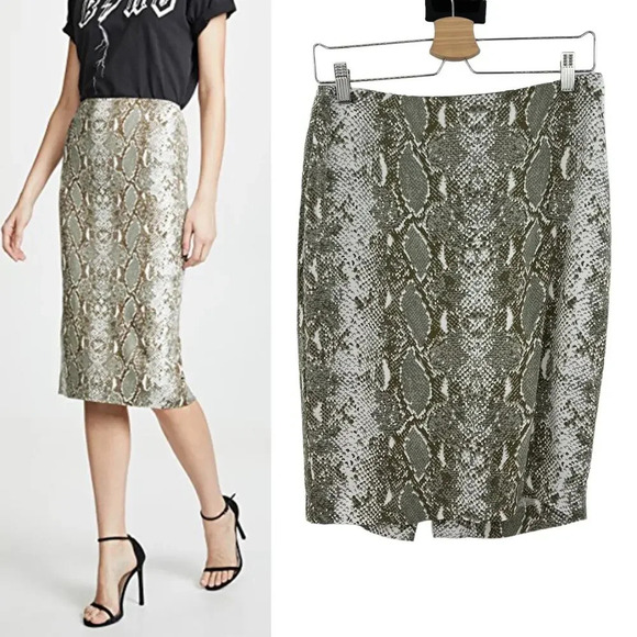 Diane‎ von Furstenberg Kara Tailored Pencil Skirt Snake Print Green Size 6 - Picture 1 of 10